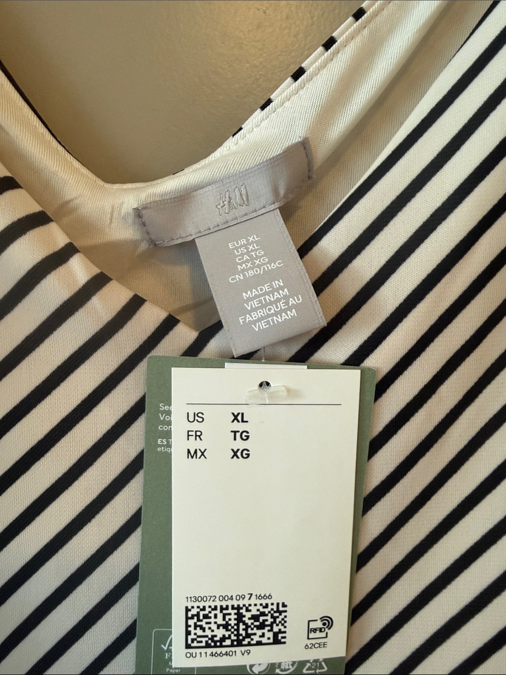 H&M Striped Black and White V-Neck Satin Camisole - Picture 2 of 6